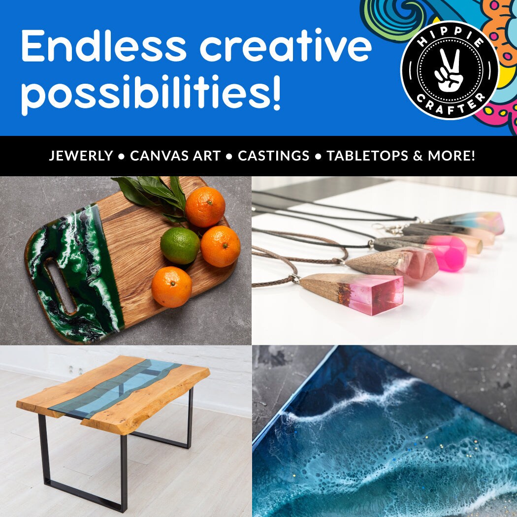 Crystal Clear Epoxy Resin 1 Gallon Kit 2 Part Epoxy Resin for Tumblers, Wood, Table Top, Countertop, Bar & Craft Art, Resin Molds Clear Casting Resin and Hardener Bulk Two Part Resin Epoxy Gallon