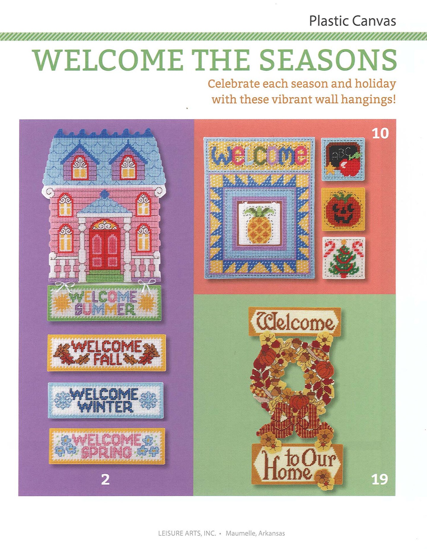 Leisure Arts Plastic Canvas Welcome The Seasons Plastic Canvas Cross Stitch Book