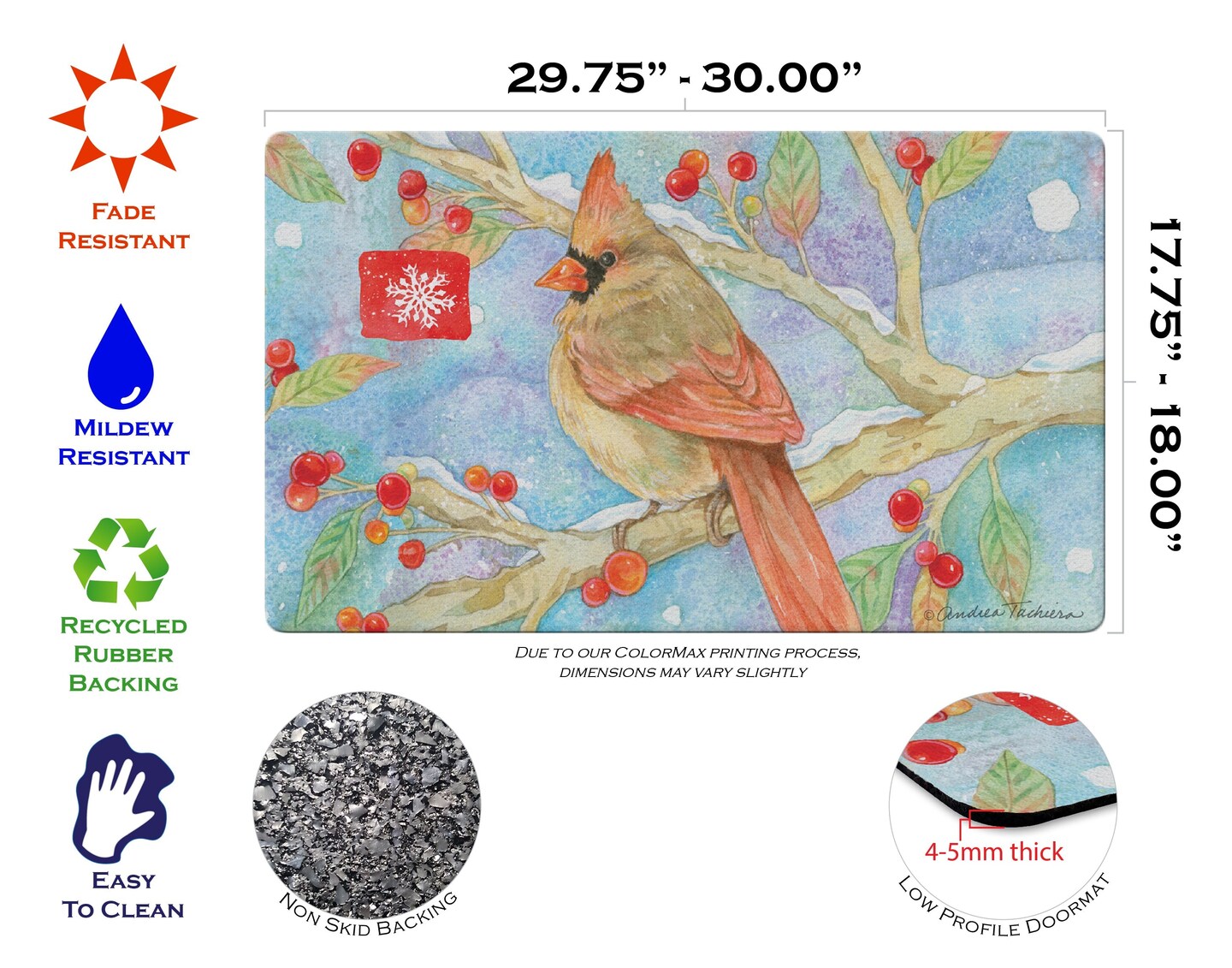 Noel Cardinal Door Mat (18 x 30&#x22;)