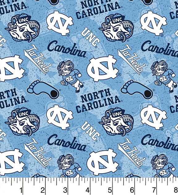 Sykel Enterprises-University of North Carolina Cotton Fabric-UNC Tar Heels Tone On Tone Cotton Quilting Fabric