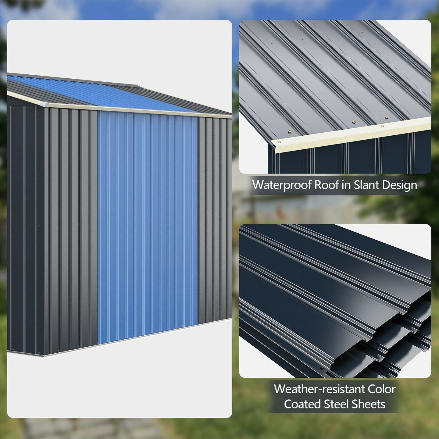 Outdoor Storage Shed Extension Kit-grey