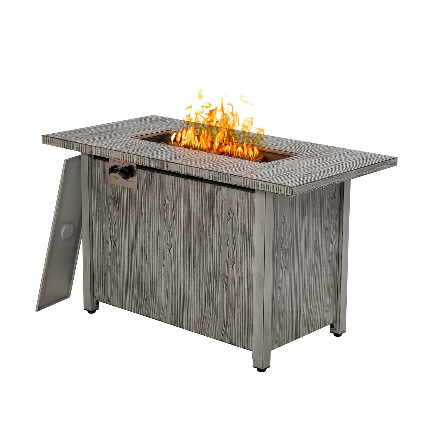 43 Inch 50 000 BTU Propane Fire Pit Table with Removable Lid-Grey