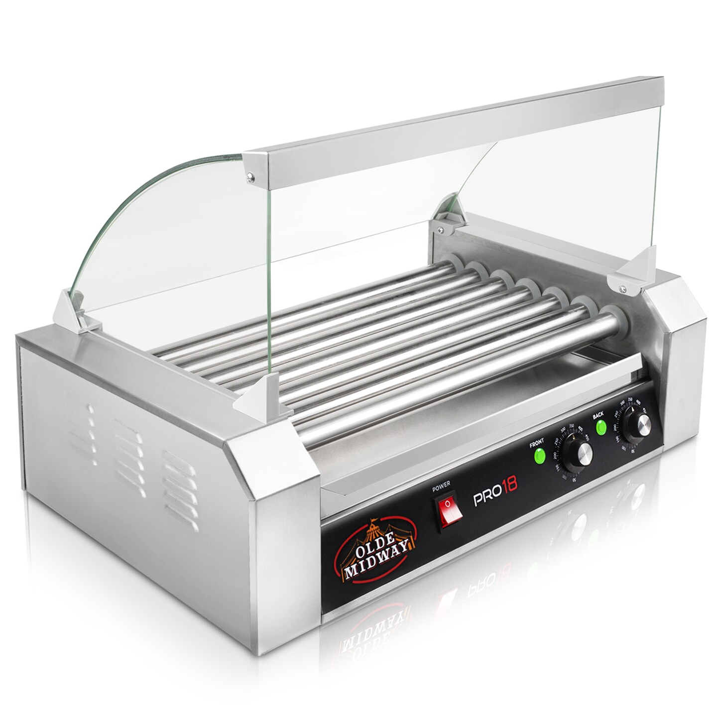 Olde Midway Electric Hot Dog Rollers with Cover, Commercial Grade Grill Cooker Machines