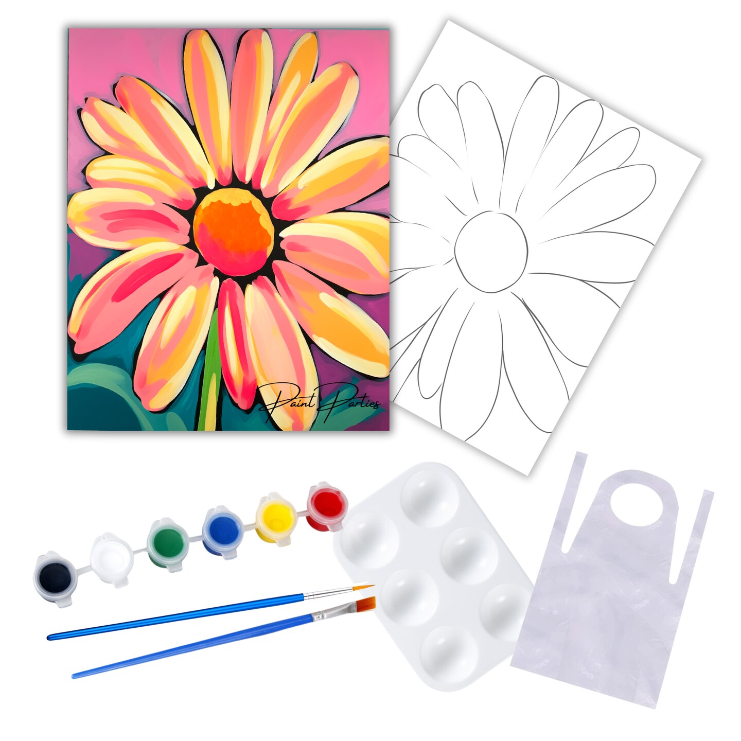 &#x22;Bright Sunflower&#x22; DIY Canvas Art Kit, Adult Beginner, Acrylic Paint Size 11x14 inch