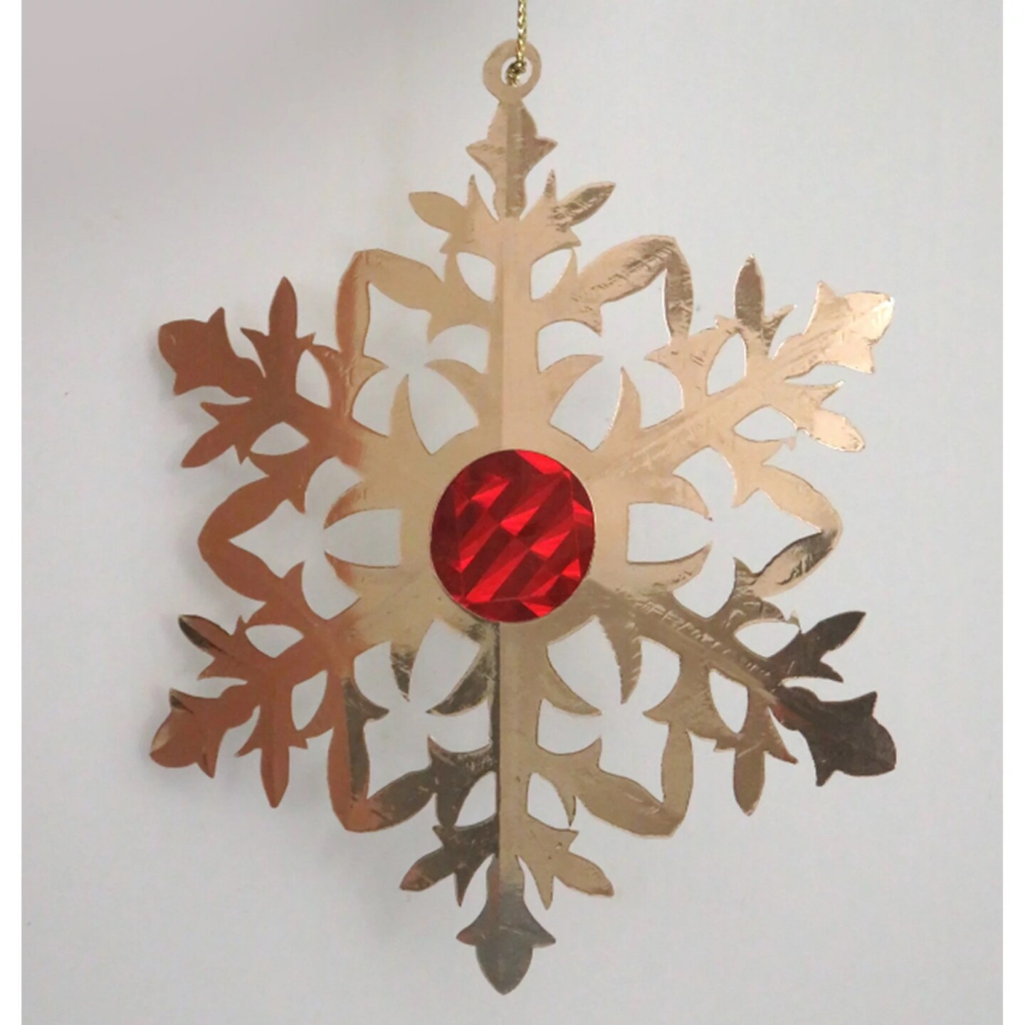 Snowflake Christmas Tree Ornaments Glitter Gold & Red (10 ct.) 5.5" Diameter, Cardstock