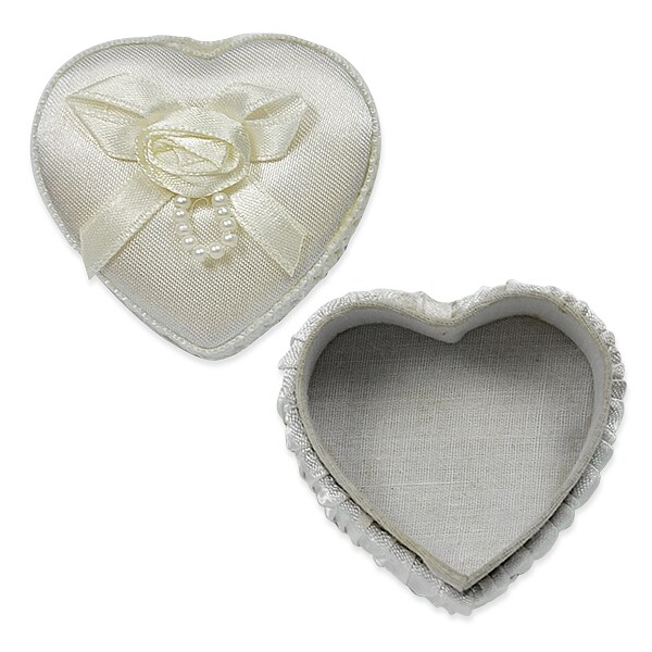 Value Pack of 12 Heart Box with Bow - White