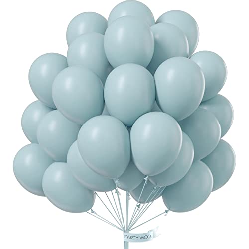 50 Pieces Pale Aqua Balloons, 12 Inch Boho Blue Balloons, Pale Blue Balloons for Balloon Garland or Balloon Arch as Party Decorations, Birthday Decorations, Baby Shower Decorations, Blue-F28-M