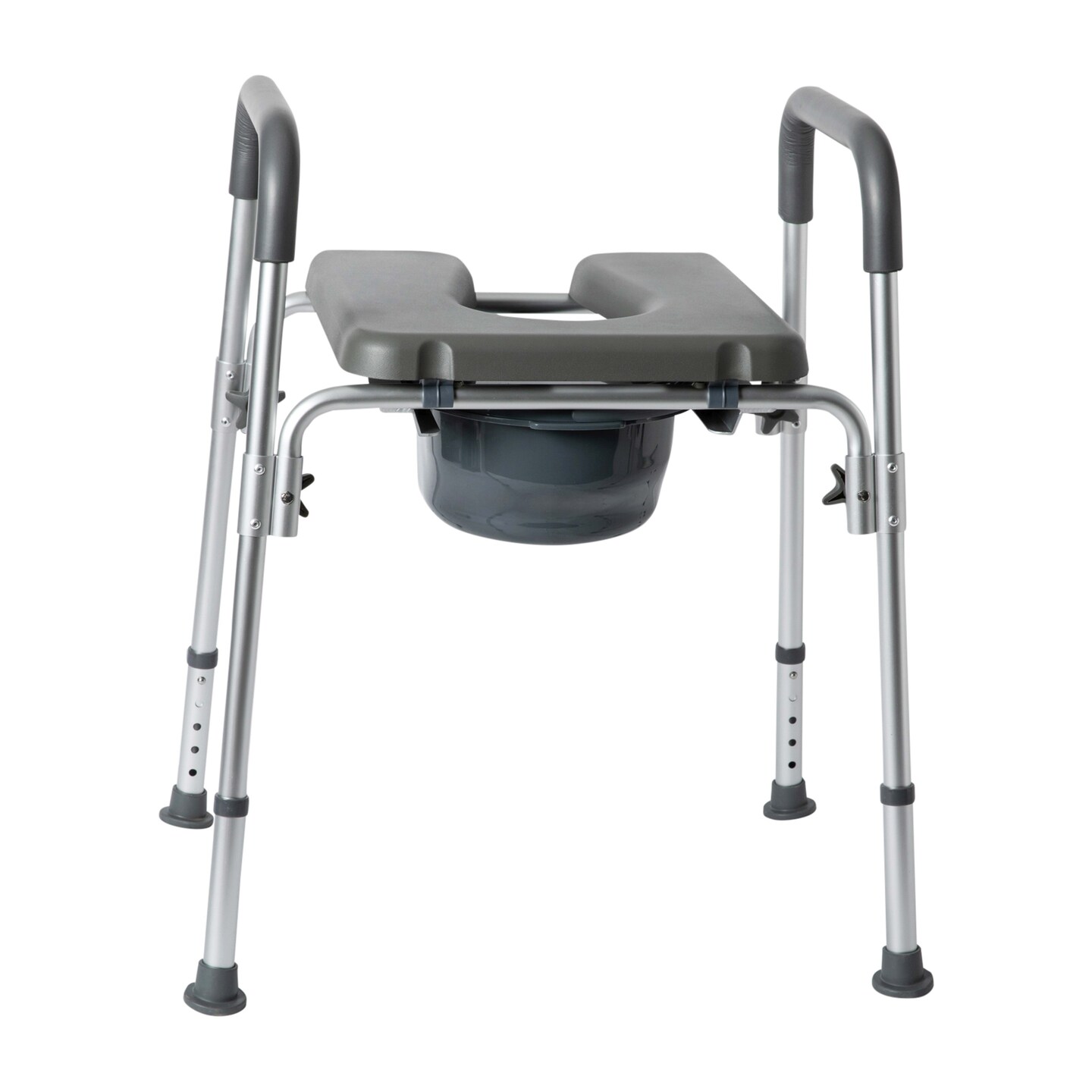 Emma and Oliver Maury Shower Commode Chair with Safety Rail, Height Adjustable Frame, Padded Seat & Armrests, Removable Pail with Lid, Fits Most Toilets