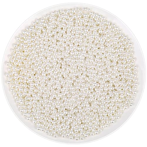 anezus Pearl Beads for Craft, 2000pcs Ivory Faux Fake Pearls, 4 MM Small  Sew on Pearl Beads with Holes for Jewelry Making, Bracelets, Necklaces,  Hairs, Crafts, Decoration and Vase Filler