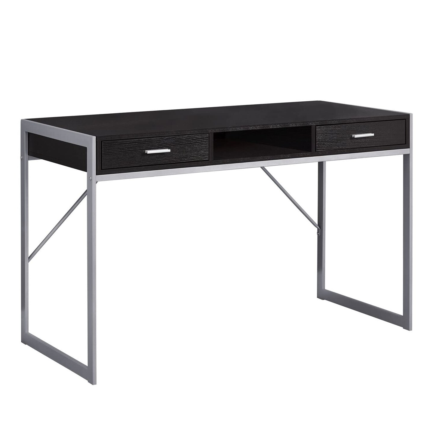 Monarch Specialties Contemporary Laptop Table with Drawers and Shelf