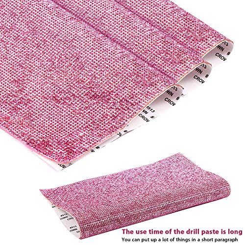 12000 Pieces Bling Bling Rhinestone Sheet Rhinestones Sticker DIY Car Decoration Sticker Self Adhesive Glitter Rhinestones Crystal Gem Stickers for Car Decoration, 9.4 x 7.9 Inch (Pink)