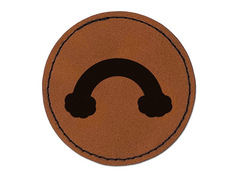 Rainbow with Clouds Solid Round Iron-On Engraved Faux Leather Patch Applique - 2.5"