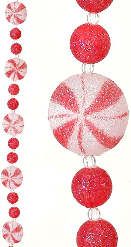 72&#x22; Frosted Starburst Peppermint Sugar Candy Christmas Garland