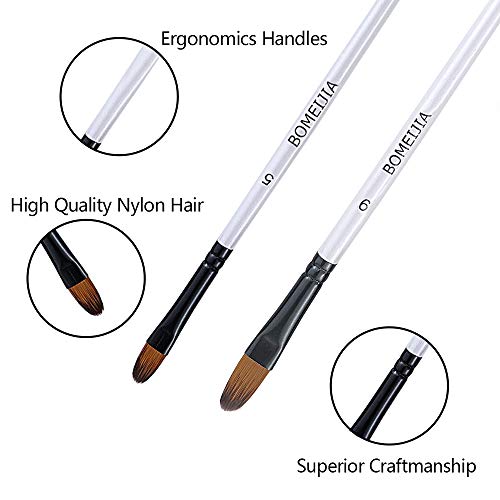 GETHPEN Filbert Paint Brushes Set, 12 PCS Artist Brush for Acrylic Oil Watercolor Gouache Artist Professional Painting Kits with Synthetic Nylon Tips White