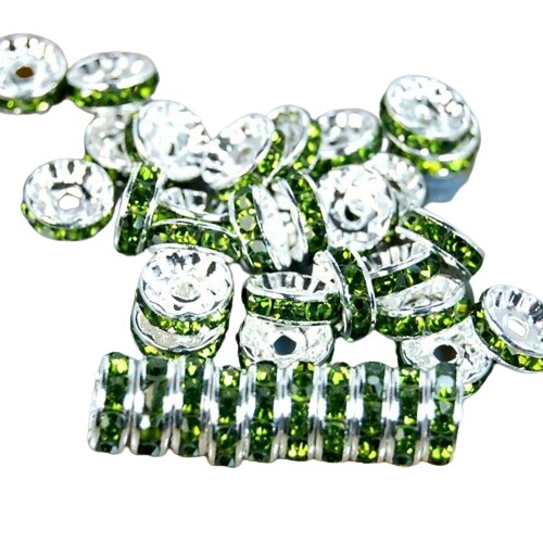 Kitcheniva 100 Pcs Czech Crystal Rhinestone Silver Rondelle Spacer Beads
