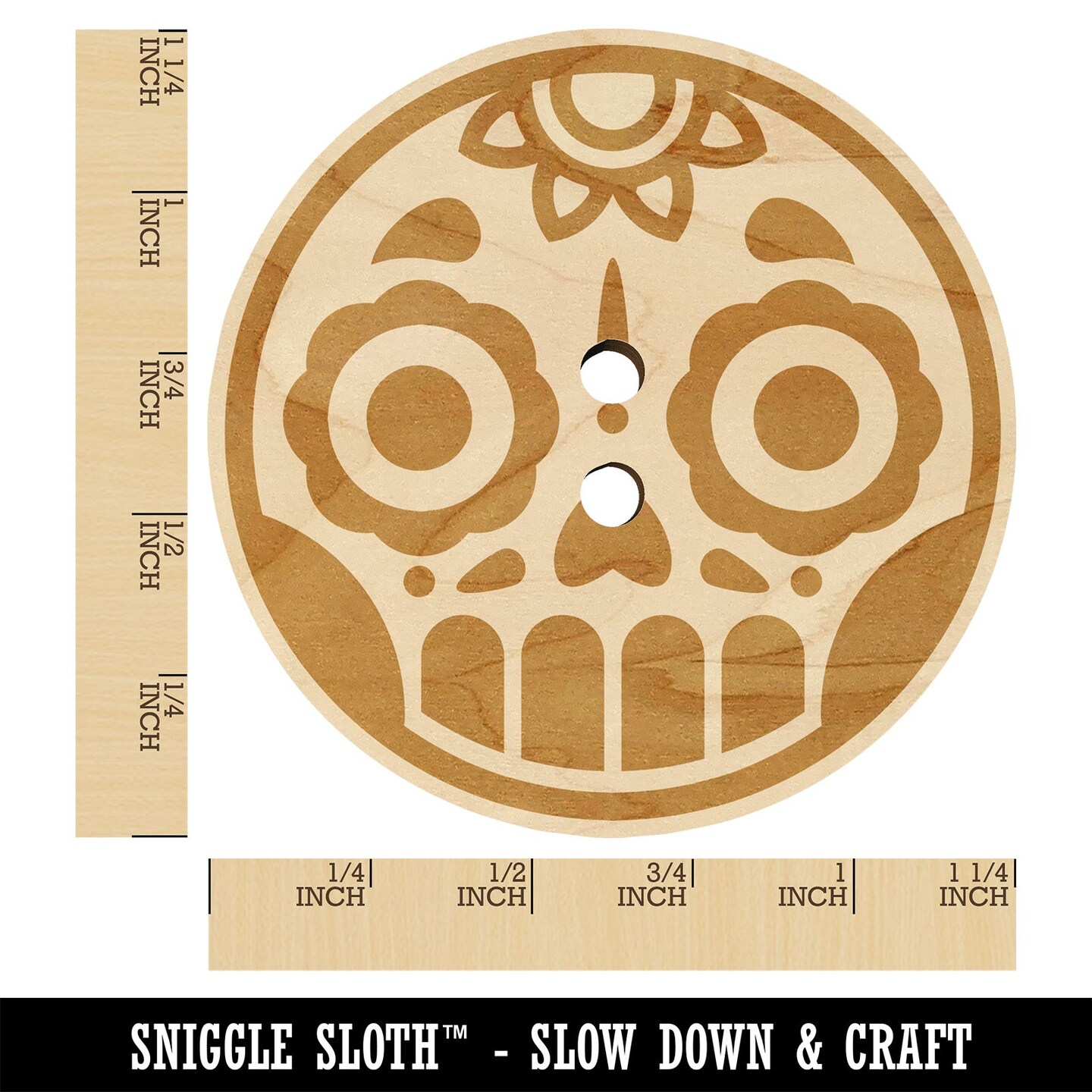 Cute Dia de los Muertos Day of Dead Sugar Skull Wood Buttons for Sewing Knitting Crochet DIY Craft