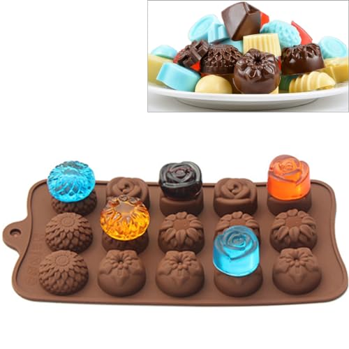 JOERSH Silicone Chocolate Molds for Fat Bombs Snacks &#x26; Truffles, 4PCS Flower Shape Silicone Molds Caramel Hard Candy Mold (11 Different Flowers)