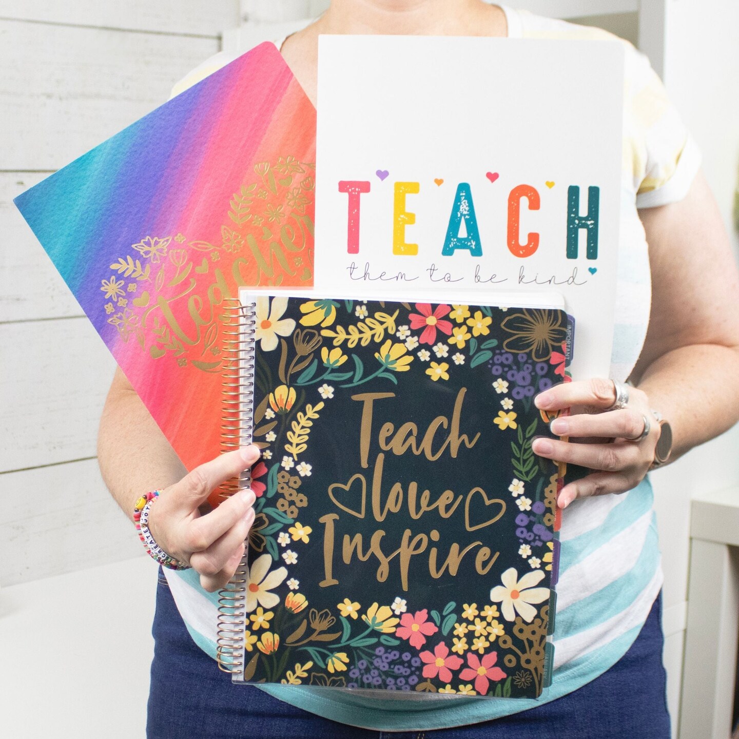 bloom daily planners Undated Teacher Planner &#x26; Calendar, Interchangeable Cover, Bold &#x26; Bright