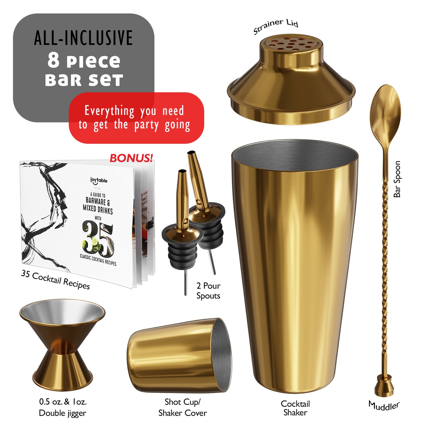 JoyTable Bartender Kit - Cocktail Set Kit - Bartender Drink Mixer