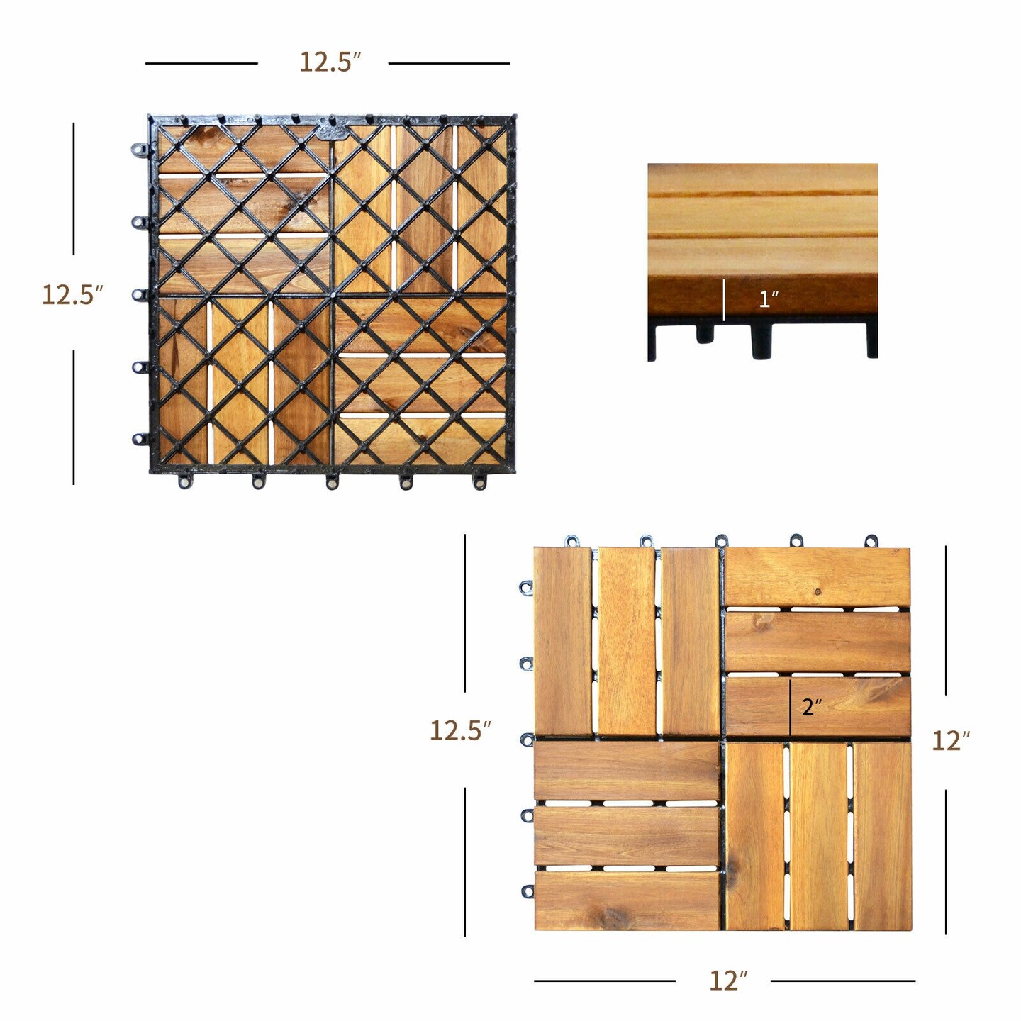 27 Pieces Acacia Wood Interlocking Patio Deck Tile