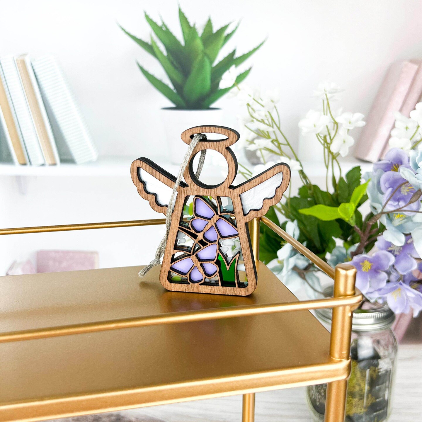 3.5&#x22; Playful Purple Butterflies Ornament - Handcrafted in Texas - Mother&#x27;s Angels&#xAE; Figurine - Mother&#x27;s Day Gifts