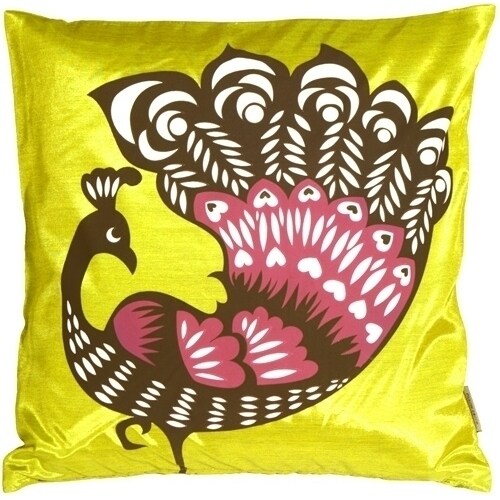 Pillow Decor   - Proud Peacock Chartreuse Green Throw Pillow