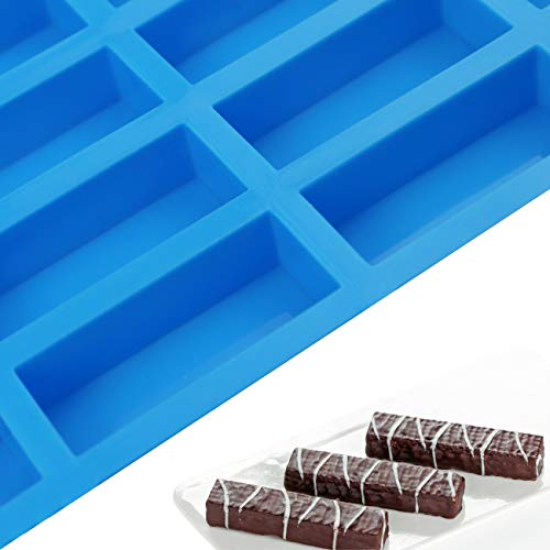 Mity rain 2 pack 40 Cavity Narrow Rectangle Silicone Caramel Candy Molds Chocolate Bar Mold for Truffles, Ganache, Jelly, Praline, Brownie, Butter, Ice Cube Tray
