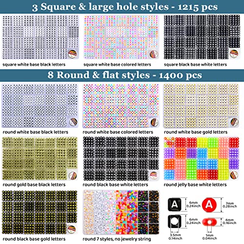 1400 pieces Letter Beads, 4x7 mm Acrylic Beads, Beads for Jewelry Making, Beads for Bracelet Making, Alphabet Beads, in 28 Grid Box (White and Black)