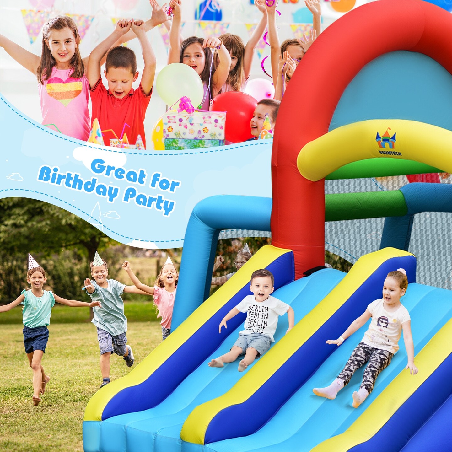 Inflatable Jumping Castle Bounce House with Dual Slides