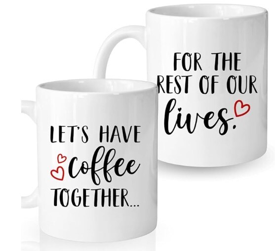 Gifts For The Newlyweds, Gift For Engaged Couple, Valentine Gift For Couple - Lets Have Coffee Together Forever Mug Set, Valentine Mug Set, Husband And Wife Coffee Mug Set, Anniversary Gift For Couple