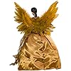 10-Light African American Angel Christmas Treetop Figurine, 13-Inch, Gold