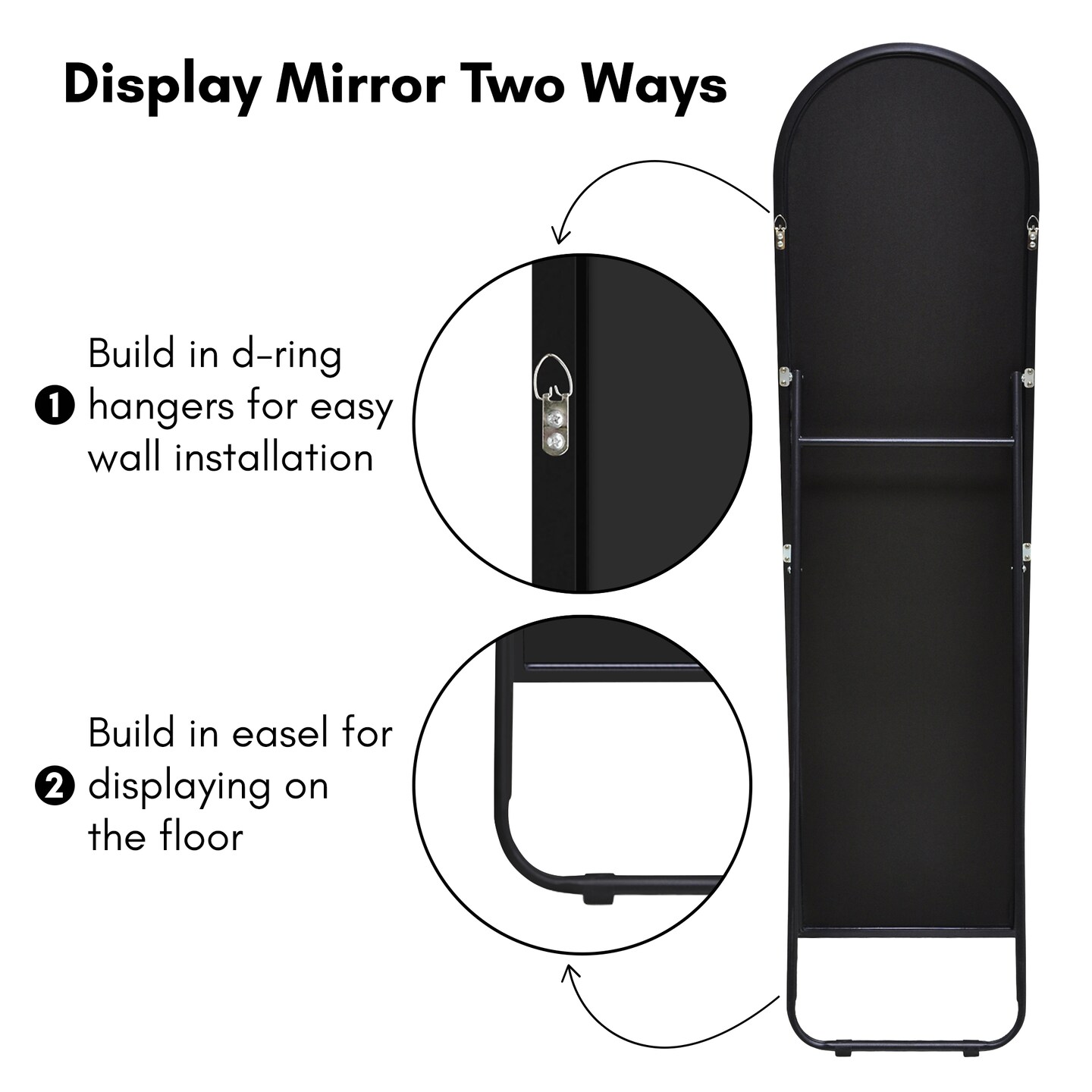 Americanflat Round Mirror - Hanging Mirror for Wall - Circle Mirror for Bathroom, Bedroom, Entryway, Living Room - Large Mirror for Wall Decor