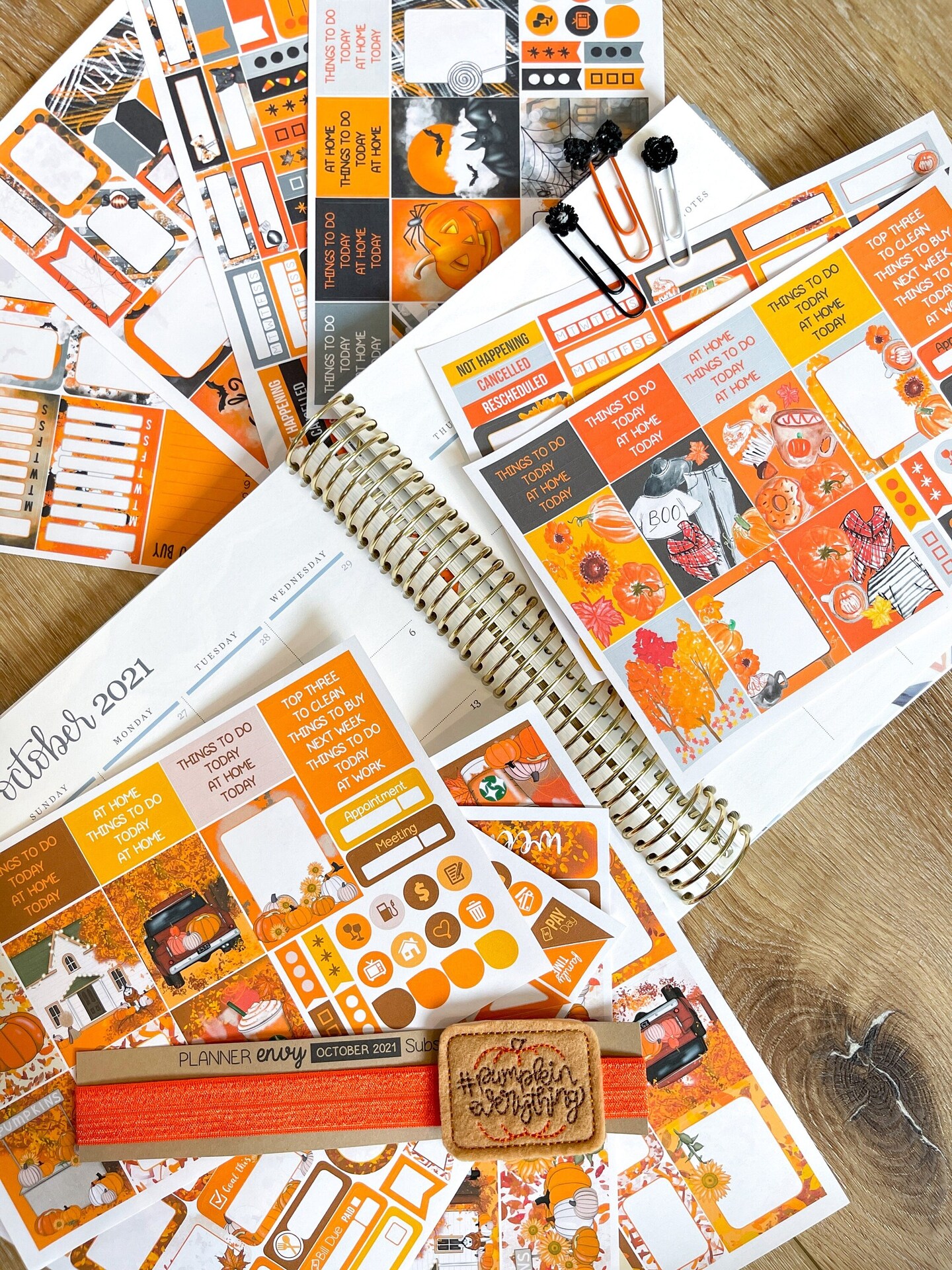 Halloween &#x26; Fall Leaves/Colors Themed Box Of Planner Stickers &#x26; Accessories (#SUB2021010)