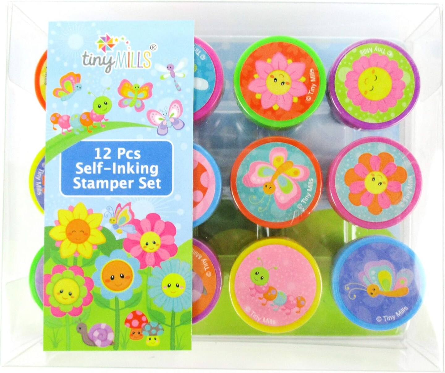 TINYMILLS 12 Pcs Spring Flowers Butterfly Stamp Kit