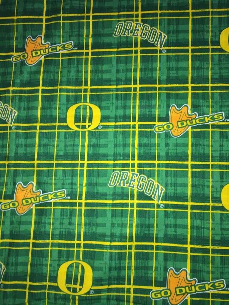 Sykel Enterprises-University of Oregon Cotton Fabric-Oregon Ducks Plaid Cotton Quilting Fabric