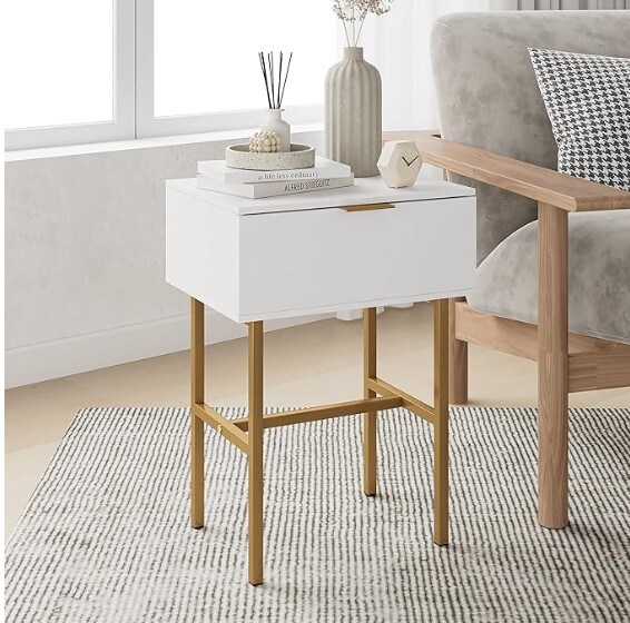 Rattan Nightstand with 2 Drawers, End Table for Small Spaces, Side Table with Storage for Bedroom, Living Room, Dorm, 27.5&#x27;&#x27; Bed Stand with Open Shelf