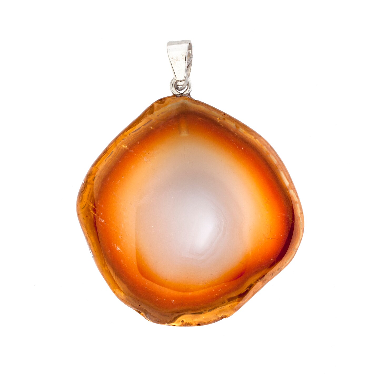 Earth&#x27;s Jewel 40mm Orange Amber Semi-Precious Agate Pendant