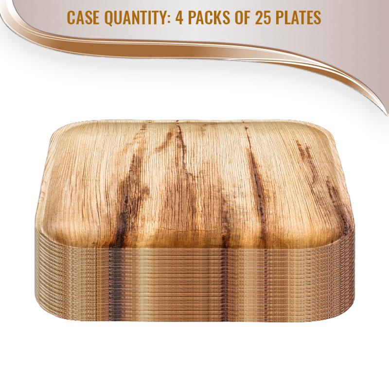 Square Palm Leaf Eco Friendly Disposable Pastry Plates - 5&#x22; (100 Plates)