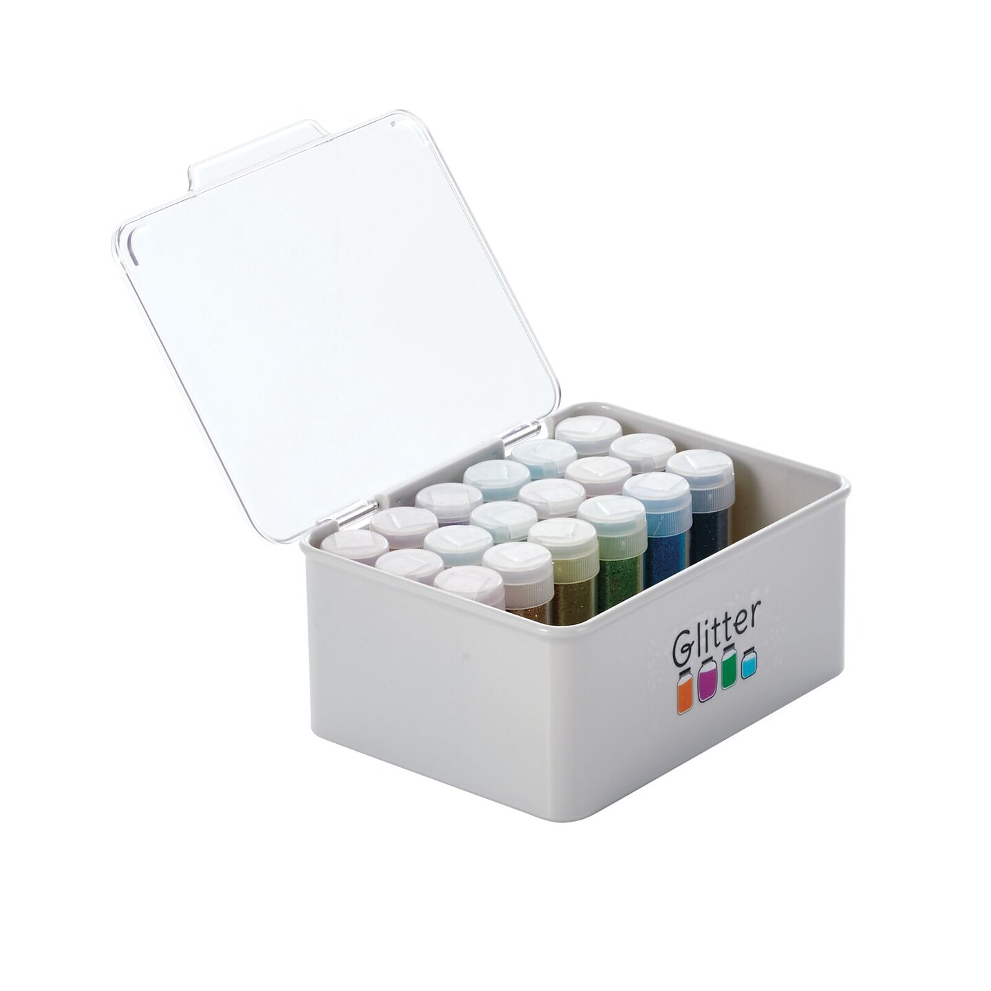 mDesign Stackable Plastic Craft, Sewing Storage Bin Box + 32 Labels