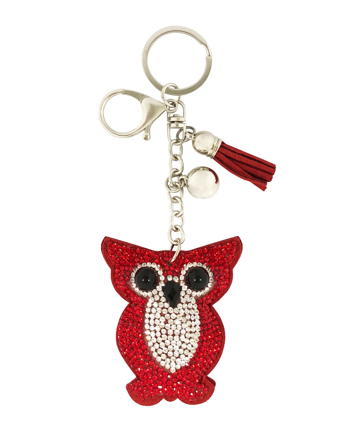 Wrapables Crystal Bling Key Chain Keyring with Tassel Car Purse Handbag Pendant, Owl