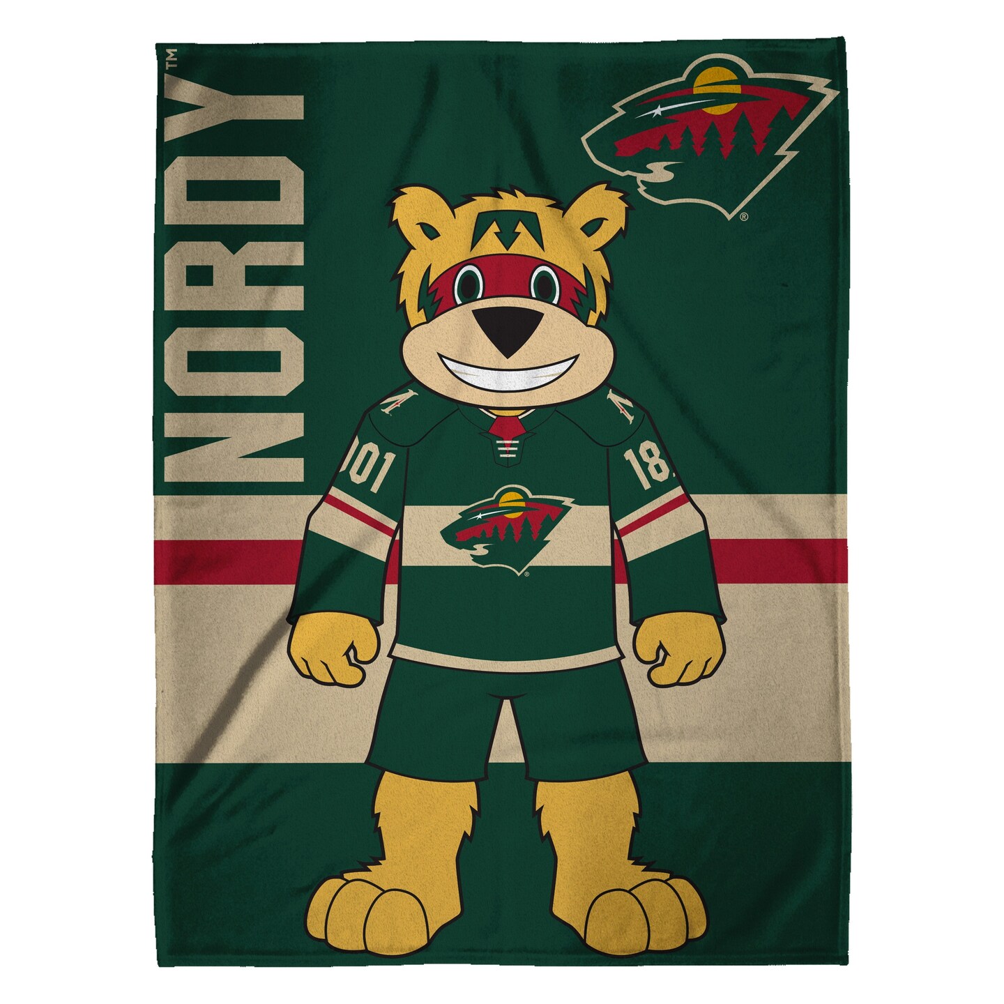 Sleep Squad Minnesota Wild Nordy Mascot 60&#x201D; x 80&#x201D; Raschel Plush Blanket
