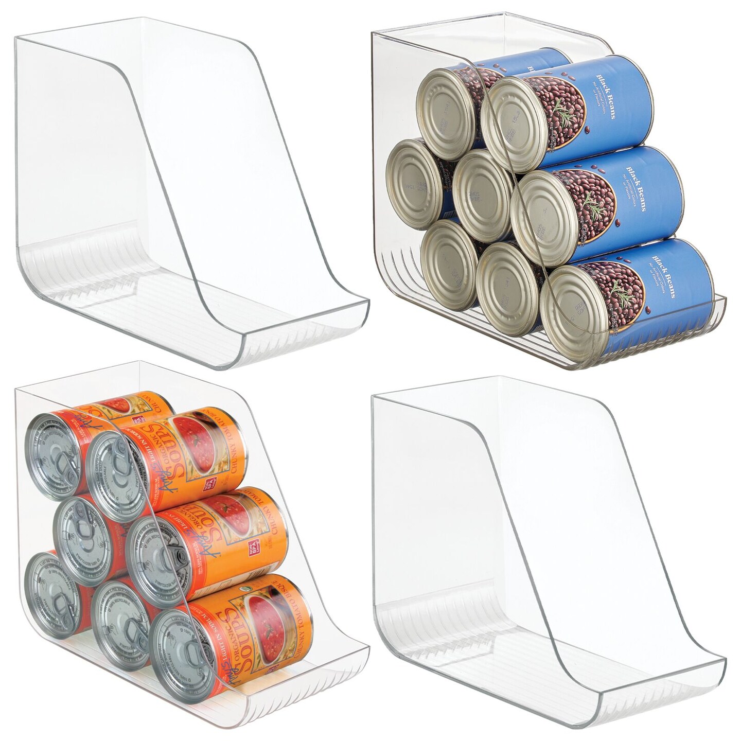 mDesign Plastic Can Organizer Bin For Kitchen and Fridge Storage, 4 Pack