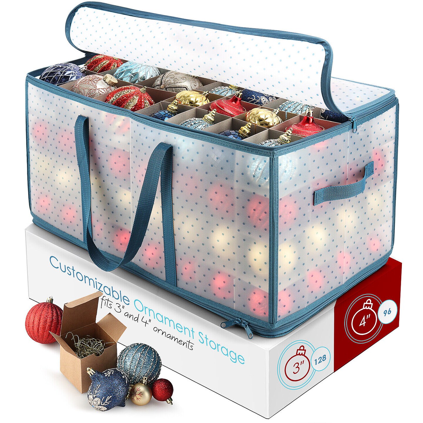 128slots Christmas Ornament Storage Box Container 1pack