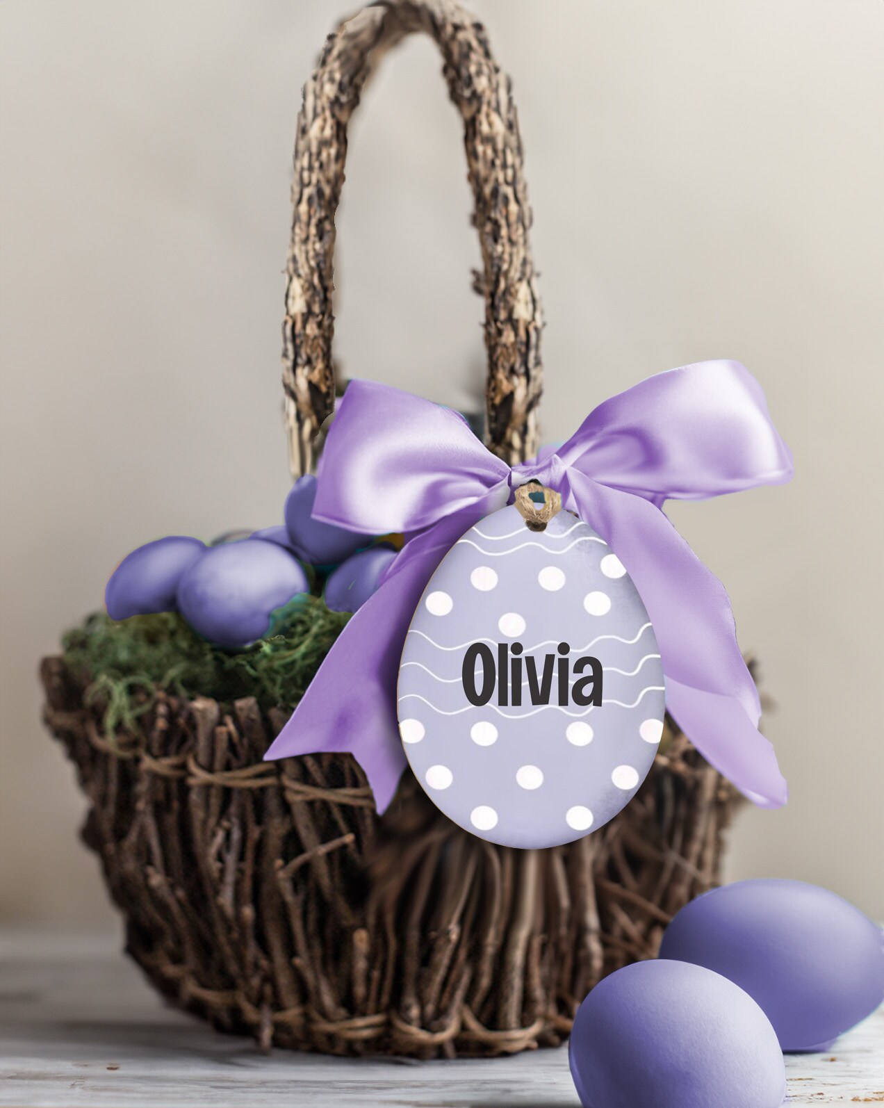 Polka Dots Easter Egg Personalized Easter Basket Tags Easter