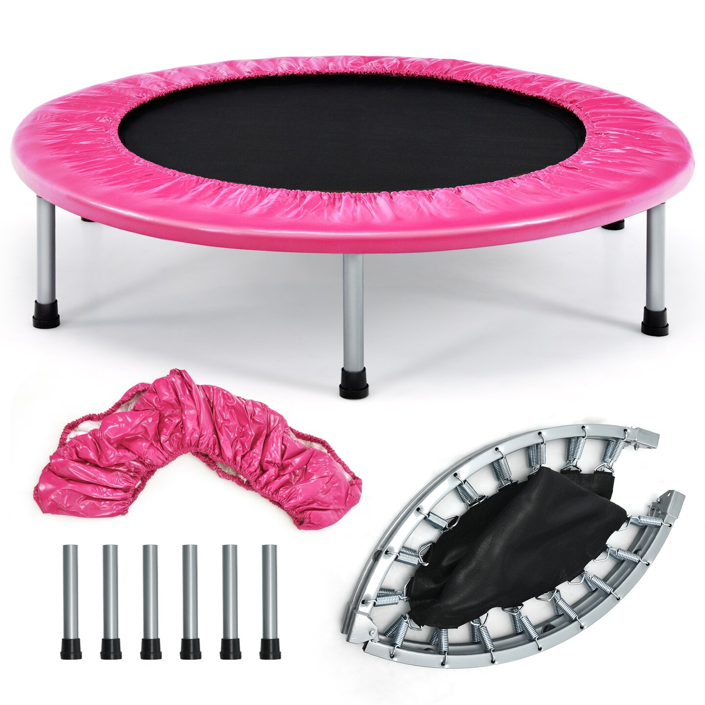 38 Inch Mini Folding Trampoline Portable Leisure Fitness Backboard