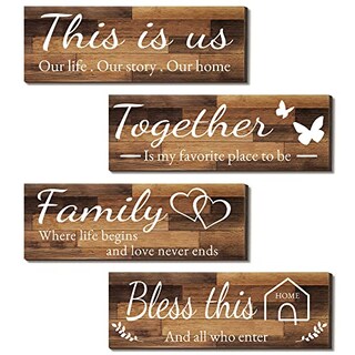 Targa Decorativa Rustica 'Family Bless This Home With Love And Laughter' – Dimensioni 61x20,3 Cm – Cornice Nera Invecchiata, Pronta Da Appendere – Motivazionale Per Casa