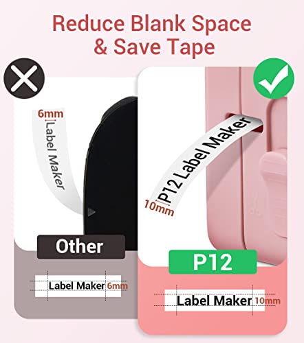 Phomemo Label Makers - Label Maker Machine with Tape P12, Bluetooth Label Maker for Home Organization, Mini Label Printer with Tape 12mm x 4m, Sticker Maker Support Color Printing and Font, with Label
