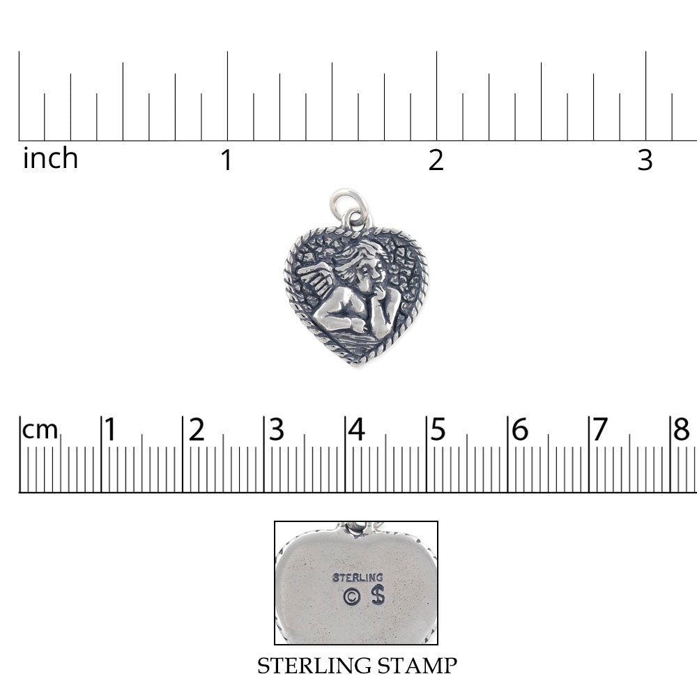 Angel Charm for Jewelry Making - 16x17mm Sterling Silver (1-Pc)