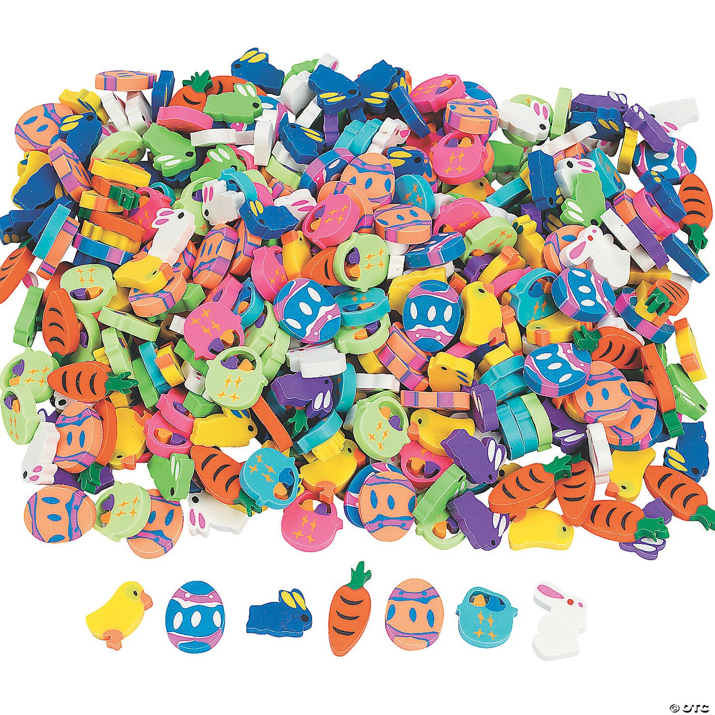 Fun Express - Bulk Mini Easter Eraser Assortment, Basket Stuffers, Classroom Supplies- 500