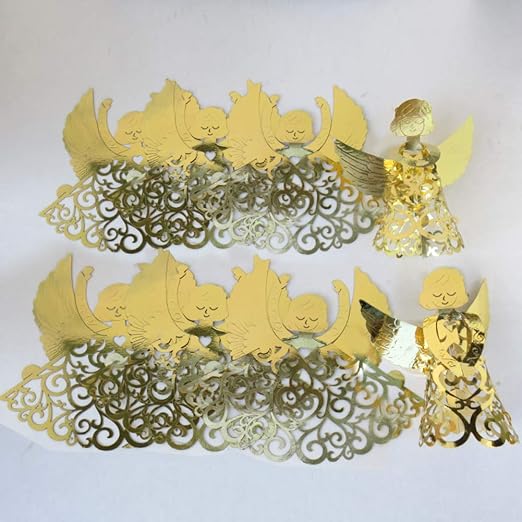 Pop-up Gold Angels Christmas Tree Ornaments (6 ct.) 6.5 Inches Tall